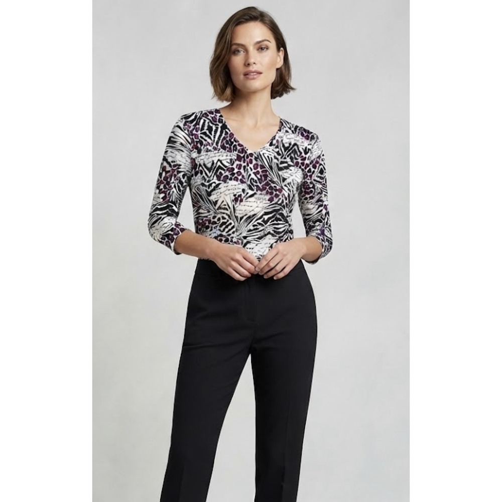 Hearts of Palm Animal Print Top Women's Medium Pink Black Zebra Leopard